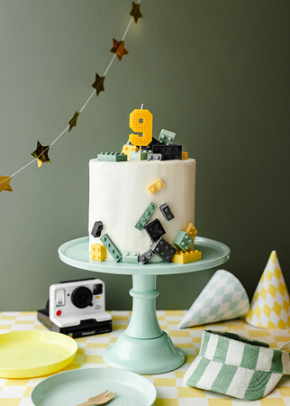 ŚWIECZKA URODZINOWA CYFRA 9 KLOCKI ŻÓŁTA 6 CM