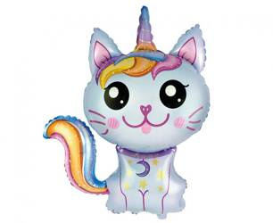 BALON FOLIOWY MAGICZNY KOT NIEBIESKI 88 X 73 CM