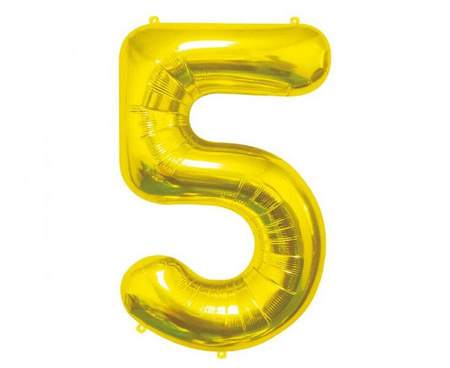 BALON FOLIOWY CYFRA 5 ZŁOTA 85 CM