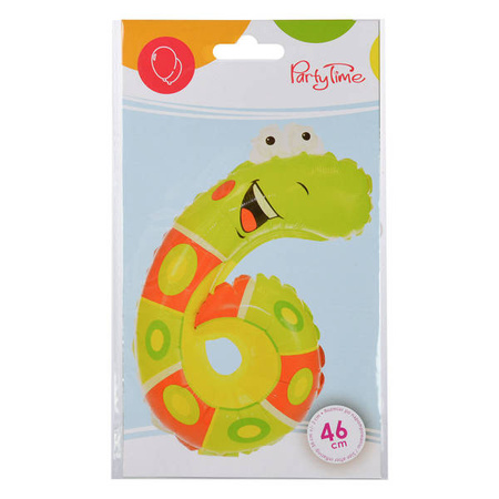 BALON FOLIOWY ZWIERZĄTKO CYFRA 6 45 CM