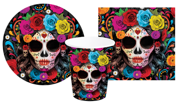 ZESTAW LOS MUERTOS: TALERZYKI+KUBECZKI+SERWETKI