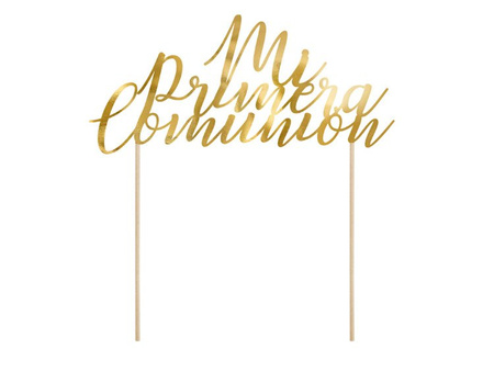 Topper na tort Mi Primera Comunion, złoty, 23,7cm