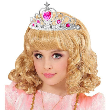 TIARA SREBRNA RÓŻOWE SERCE