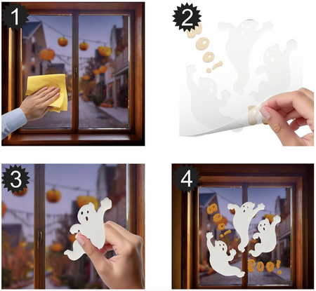 DEKORACJA NA SZYBĘ DUSZKI HALLOWEEN 19X19 CM