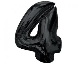 BALON FOLIOWY CYFRA 4 CZARNA 92 CM