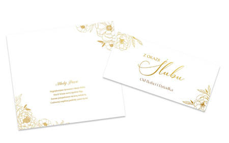 KOPERTA KARTKA W DNIU ŚLUBU OD BABCI I DZIADKA ZŁOTA