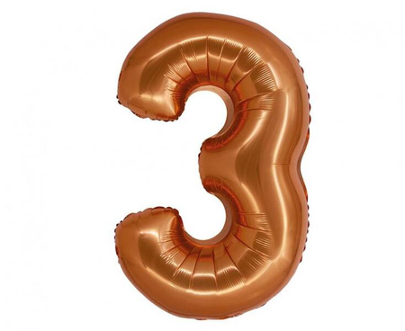 BALON FOLIOWY CYFRA 3 MIEDZIANA 76 CM