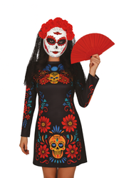 ZESTAW MASKA Z WELONEM+WACHLARZ LOS MUERTOS