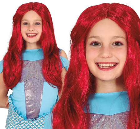PERUKA DZIECIĘCA CZERWONA DŁUGIE WŁOSY
