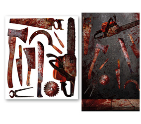 NAKLEJKI NA STÓŁ KRWAWE NARZĘDZIA 70X80 CM