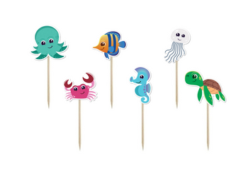 PIKERY NA TORT PODWODNY ŚWIAT 6 SZT