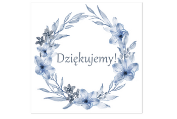 NAKLEJKA NA PUDEŁKO Z KOPERTAMI NIEBIESKIE KWIATY