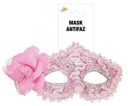 MASKA WENECKA RÓŻOWA KORONKA
