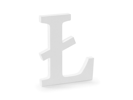 DREWNIANA LITERA Ł BIAŁY 16,5X20 CM