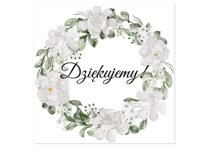 NAKLEJKA NA PUDEŁKO Z KOPERTAMI BIAŁE RÓŻE