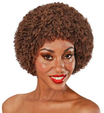 PERUKA AFRO LOCZKI BRĄZOWA