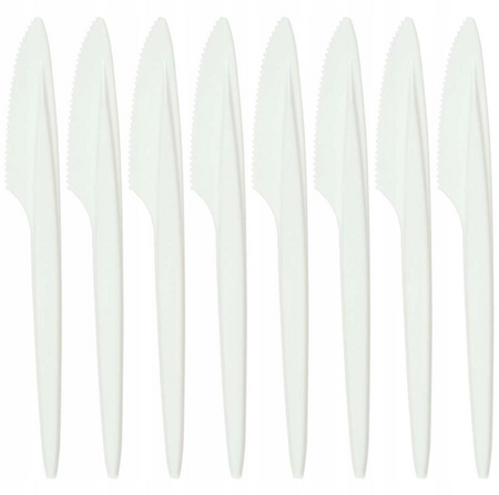 NOŻE WIELORAZOWE BIAŁE 18 CM 8 SZT