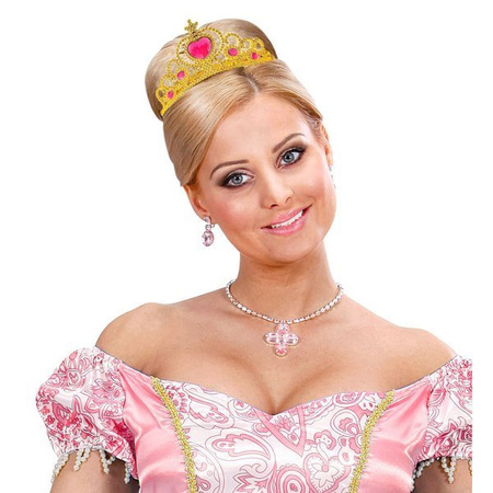 TIARA ZŁOTA SERCE RÓŻOWE