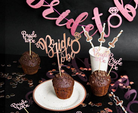 TOPPER NA TORT BRIDE TO BE PIERŚCIONEK RÓŻOWE ZŁOTO