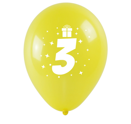 BALONY LATEKSOWE URODZINOWE 3 CYFRA 3 SZT 28 CM 