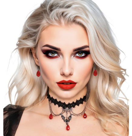 CHOKER I KOLCZYKI W STYLU GOTYCKIM