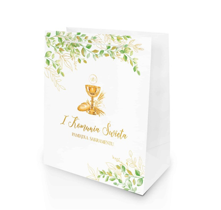 TORBA PREZENTOWA PIERWSZA KOMUNIA KIELICH CHLEB 20 X 23 X 10 CM
