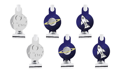 GWIZDKI TRĄBKI URODZINOWE KOSMOS 6 SZT.