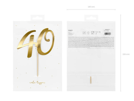 TOPPER NA TORT LICZBA 40 ZŁOTY, 20.5cm
