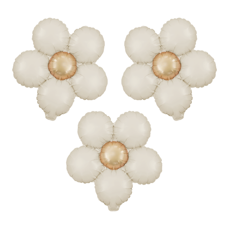 BALON FOLIOWY KWIAT KREMOWY MATOWY 45 CM 3 SZT.