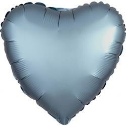 BALON FOLIOWY SATYNOWY SERCE 43 cm GRAFITOWY