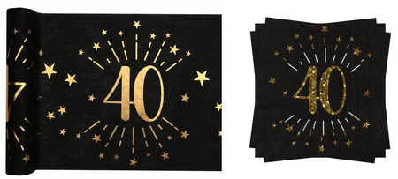 ZESTAW NA 40 URODZINY: BIEŻNIK + SERWETKI 