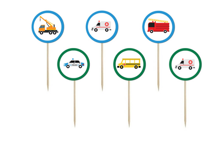 PIKERY NA TORT SAMOCHODZIKI 6 SZT