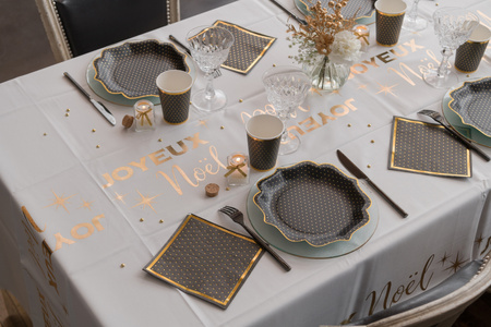 KUBECZKI PAPIEROWE ZŁOTE KROPKI CZARNE 270 ML 10 SZT