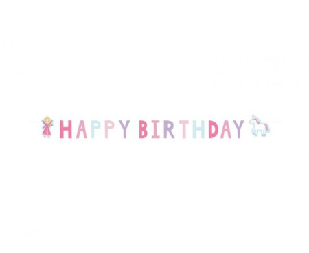 Girlanda papierowa Happy Birthday Princess, 150x15 cm