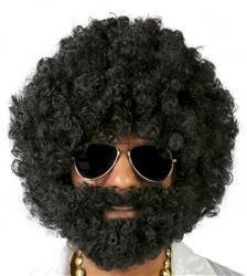 PERUKA AFRO CZARNA Z BRODĄ