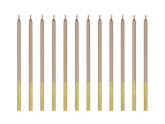 ŚWIECZKI URODZINOWE GŁADKIE RÓŻOWE ZŁOTO 14 CM 12 SZT.