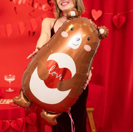 BALON FOLIOWY MIŚ Z SERCEM LOVE 48x79CM