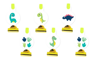 GWIZDKI TRĄBKI URODZINOWE WESOŁE DINOZAURY 6 SZT