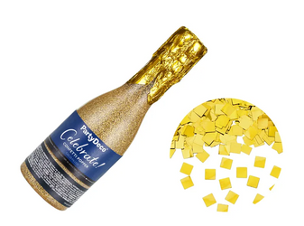 TUBA Z KONFETTI SZAMPAN 20,5 CM ZŁOTY