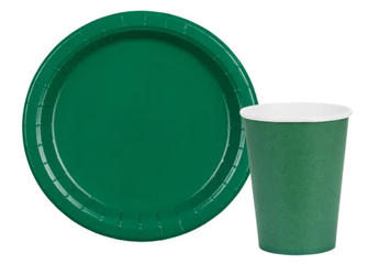ZESTAW TALERZYKI+KUBECZKI CIEMNY ZIELONY