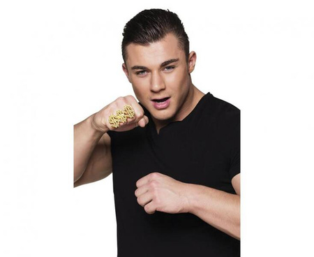 Pierścień Potrójny Dolar złoty z potrójnym dolarem sygnet gangstera