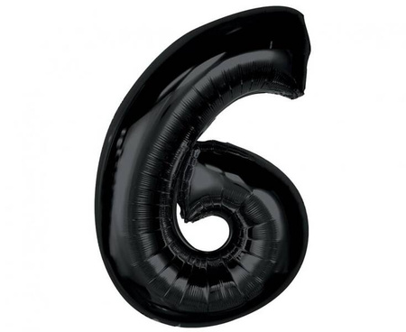 BALON FOLIOWY CYFRA 6 CZARNA 92 CM