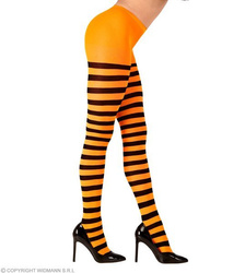 RAJSTOPY W PASKI CZARNO-POMARAŃCZOWE