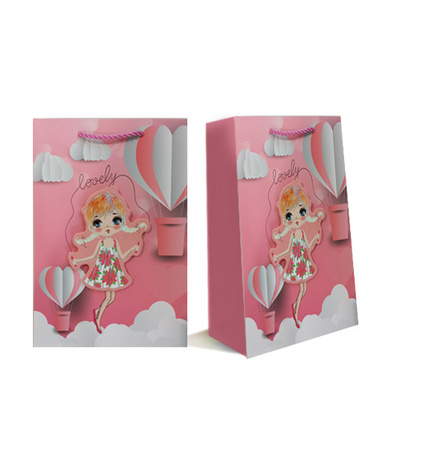 TORBA PREZENTOWA LALKA Z SKAKANKĄ 3D 31X40,5X12,5 CM