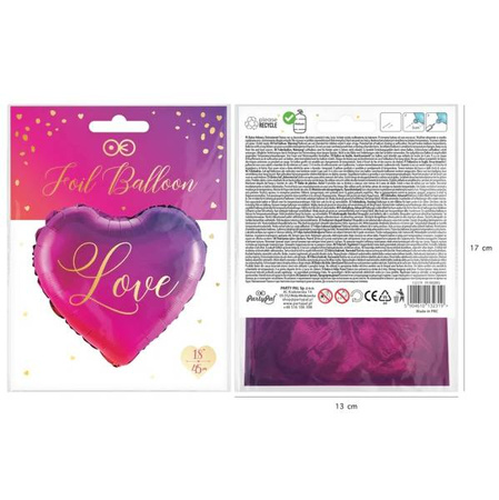 BALON FOLIOWY SERCE OMBRE LOVE 45 CM