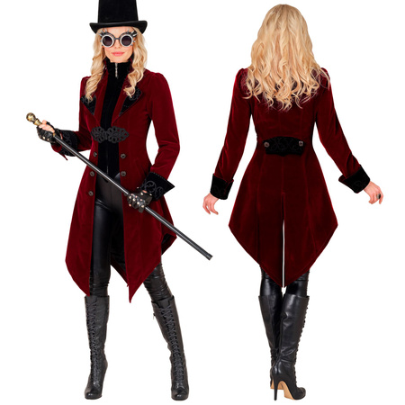 STRÓJ PŁASZCZ DAMSKI BORDOWY