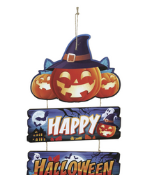 "HAPPY HALLOWEEN" DREWNIANY ZNAK DYNIE 32X21 CM