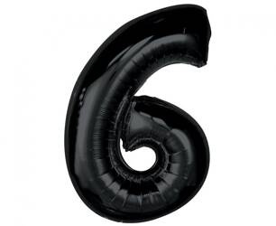 BALON FOLIOWY CYFRA 6 CZARNA 92 CM