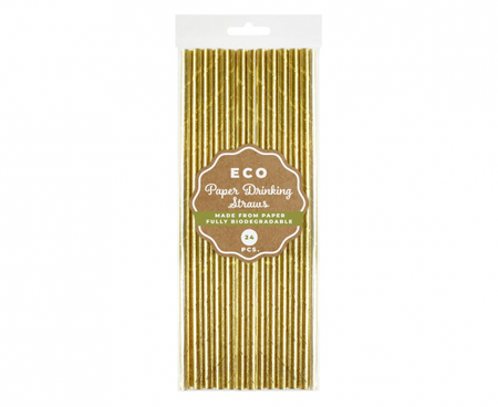 #ZSŁ Rurki (słomki) pap. złote, 6x197mm / 24 szt. (błyszczący wzór)