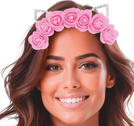 OPASKA NA GŁOWĘ Z KWIATAMI I USZAMI